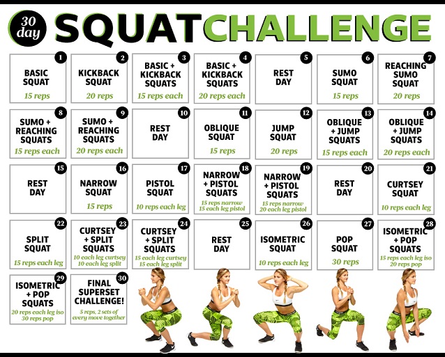30-day-squat-challenge for a nice butt